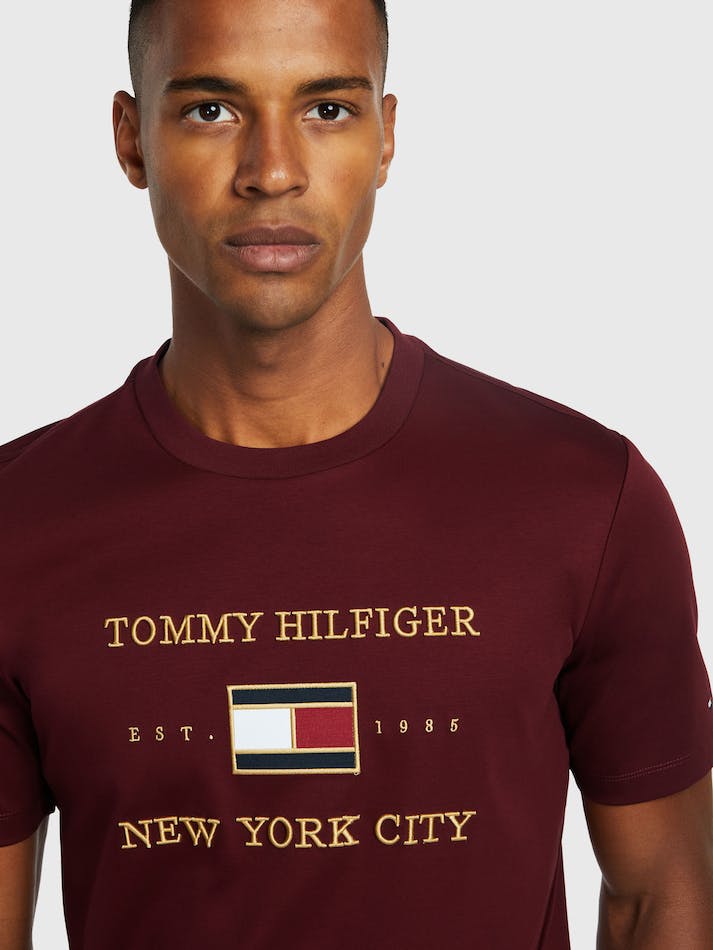 Tommy Hilfiger New Icon Men's T Shirts Dark Red | Rp20Q4oU7YUY