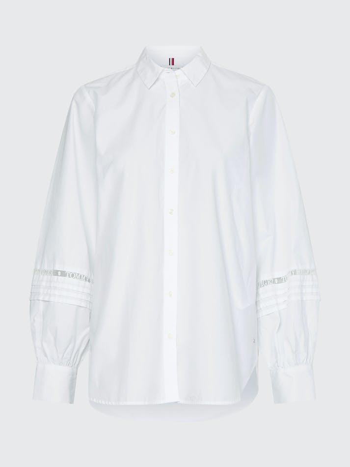 Tommy Hilfiger Organic Cotton Lace Inset Women's Shirts White | 2SEmvm7Lk5SJ