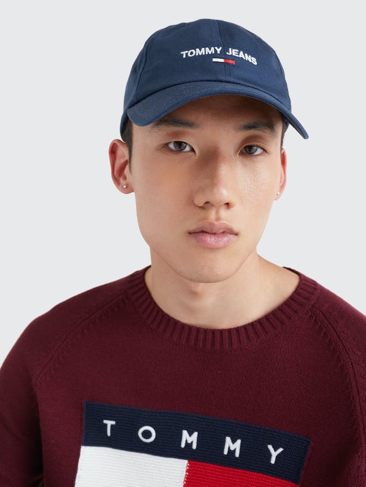 Tommy Hilfiger Organic Cotton Logo Baseball Men's Caps Navy | Jg6f8PAnYPGy