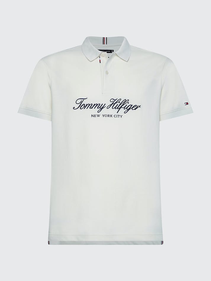 Tommy Hilfiger Organic Cotton Script Regular Fit Men's Polo Shirts White | Ru6xb9Qmu9z5