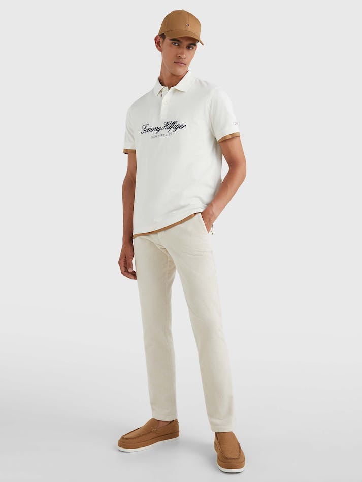 Tommy Hilfiger Organic Cotton Script Regular Fit Men\'s Polo Shirts White | Ru6xb9Qmu9z5