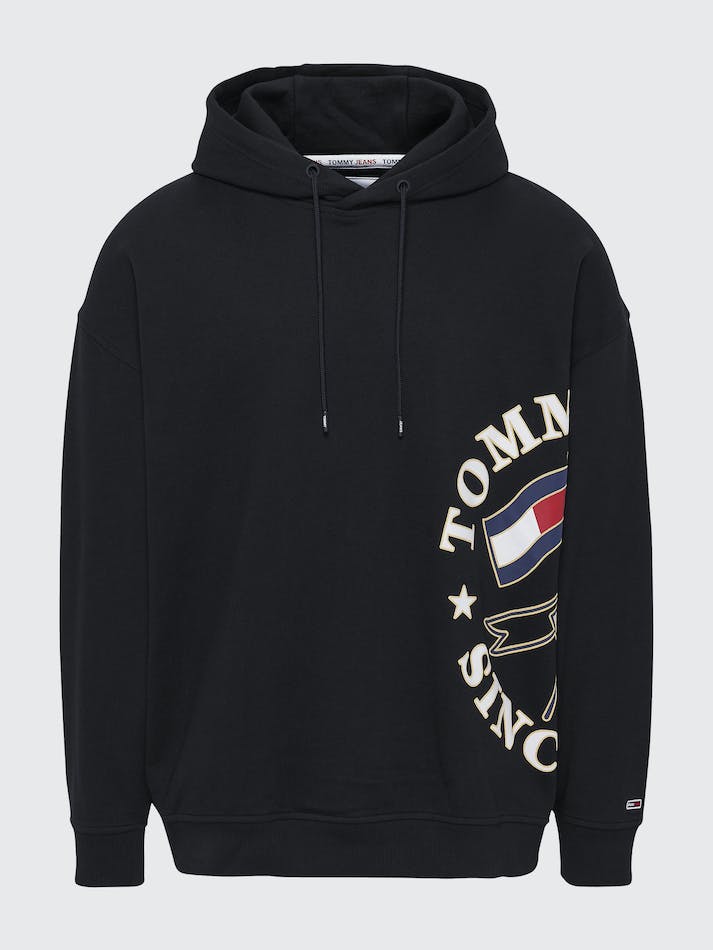 Tommy Jeans Organic Cotton Side Logo Skater Men's Hoodie Black | ayzgnIfBkD9N