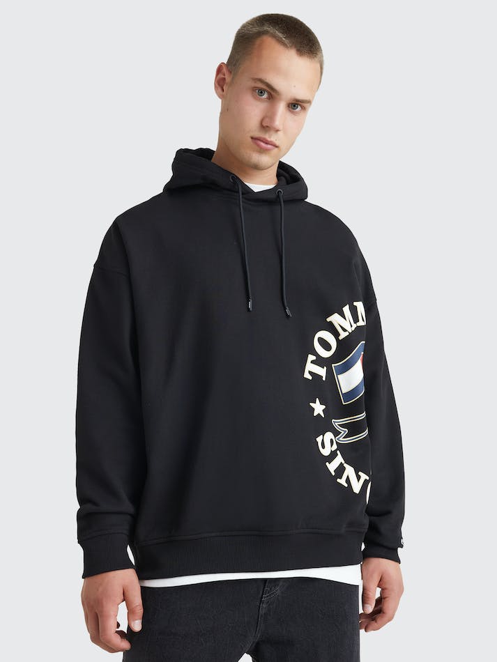 Tommy Jeans Organic Cotton Side Logo Skater Men\'s Hoodie Black | ayzgnIfBkD9N