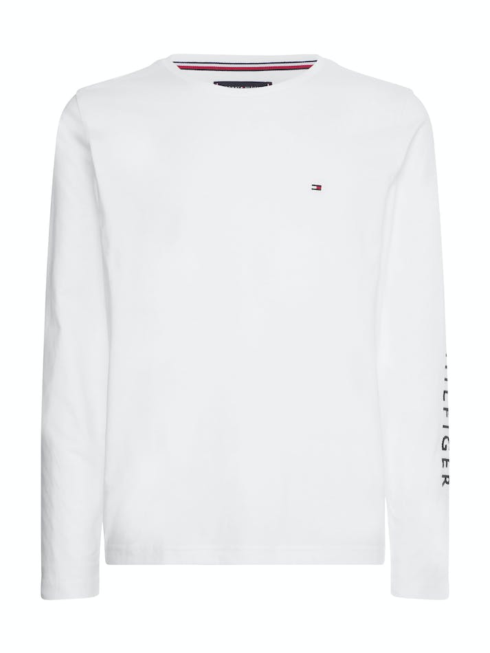 Tommy Hilfiger Organic Jersey Logo Long Men's T Shirts White | RegBykMbGtzn