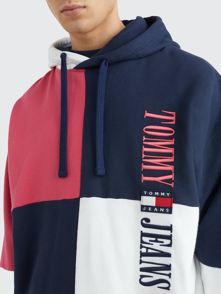 Tommy Jeans Oversized Colour-Blocked Men's Hoodie Navy | L5SeIWAoERns