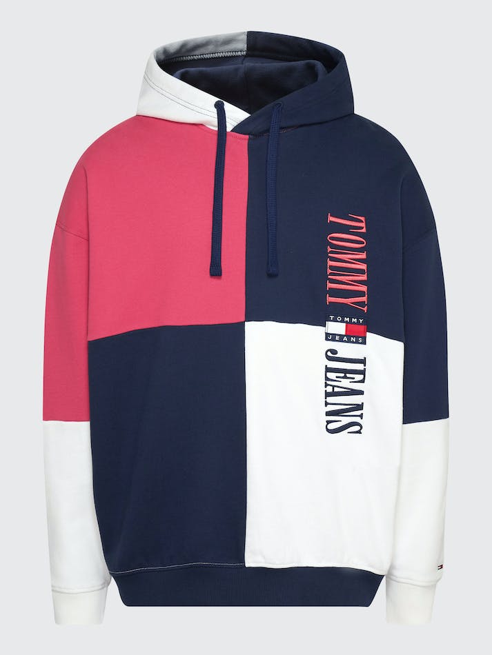 Tommy Jeans Oversized Colour-Blocked Men's Hoodie Navy | L5SeIWAoERns