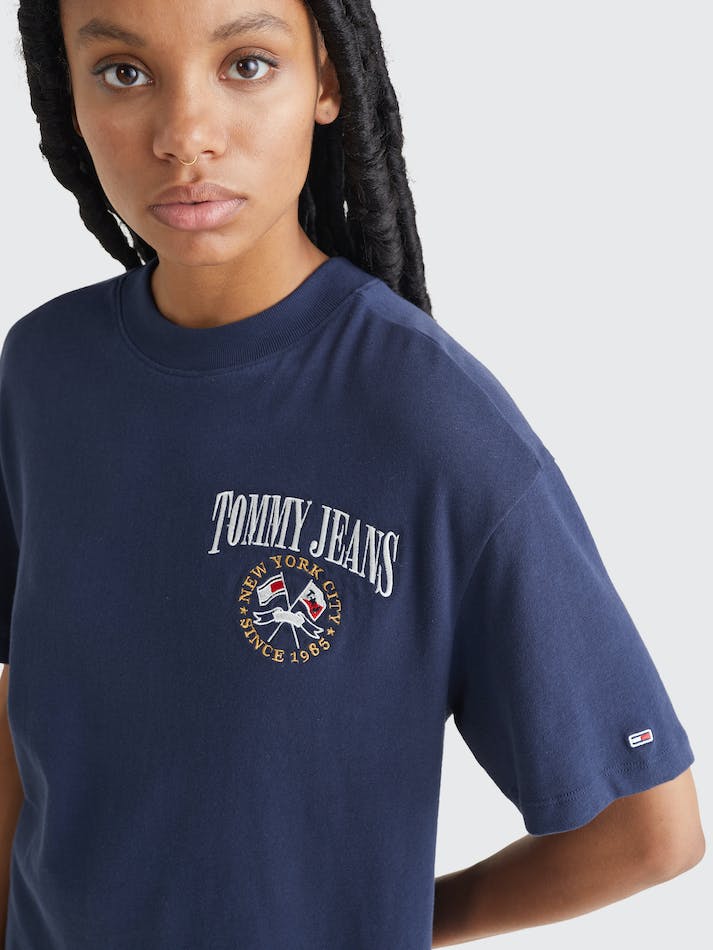 Tommy Jeans Oversized Fit Logo Women's T Shirts Navy | gEOSUgWHpbHU