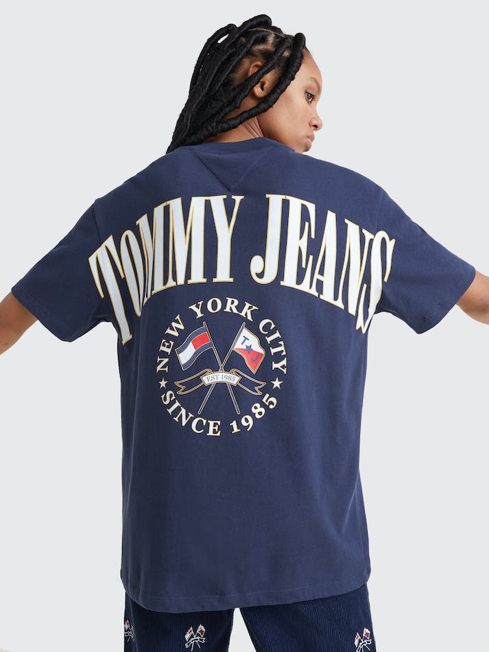 Tommy Jeans Oversized Fit Logo Women's T Shirts Navy | gEOSUgWHpbHU