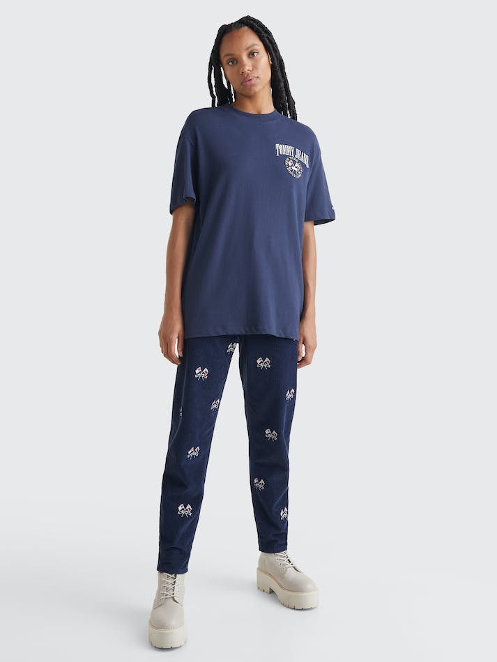 Tommy Jeans Oversized Fit Logo Women\'s T Shirts Navy | gEOSUgWHpbHU