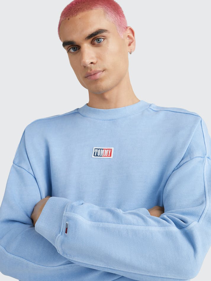 Tommy Jeans Oversized Organic Cotton Men's Sweatshirt Blue | 7opHMXSUqPbX