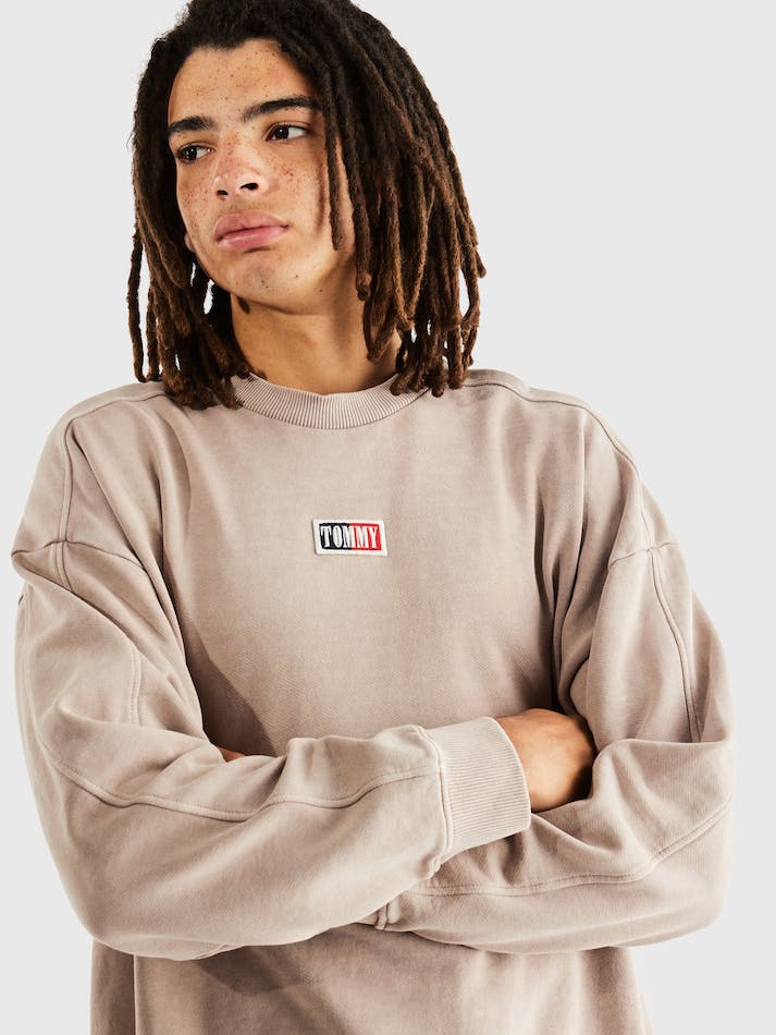 Tommy Jeans Oversized Organic Cotton Men's Sweatshirt Grey | KI77RqdLUPBf