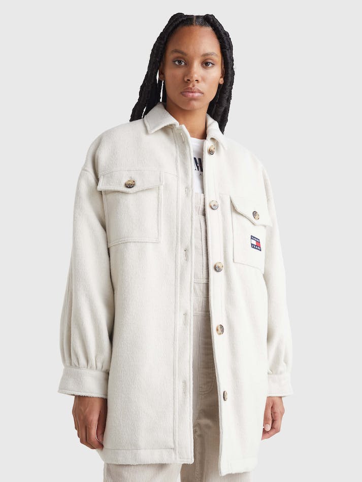 Tommy Jeans Oversized Puffed Sleeve Women's Coats Beige | YtIkOGLO58qr