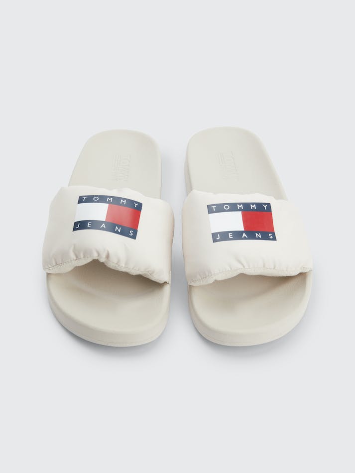 Tommy Hilfiger Padded Strap Pool Women's Slides Beige | M5ASs3e37OtD