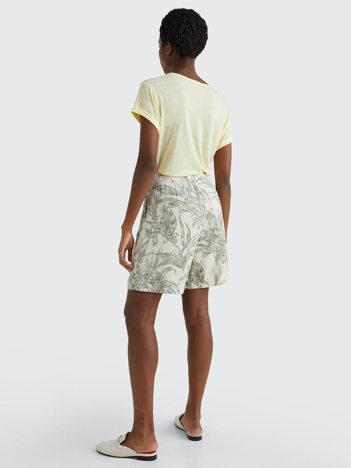 Tommy Hilfiger Palm Print Pleated Women's Shorts Pineapple Island | 0nZFxL4cELcv