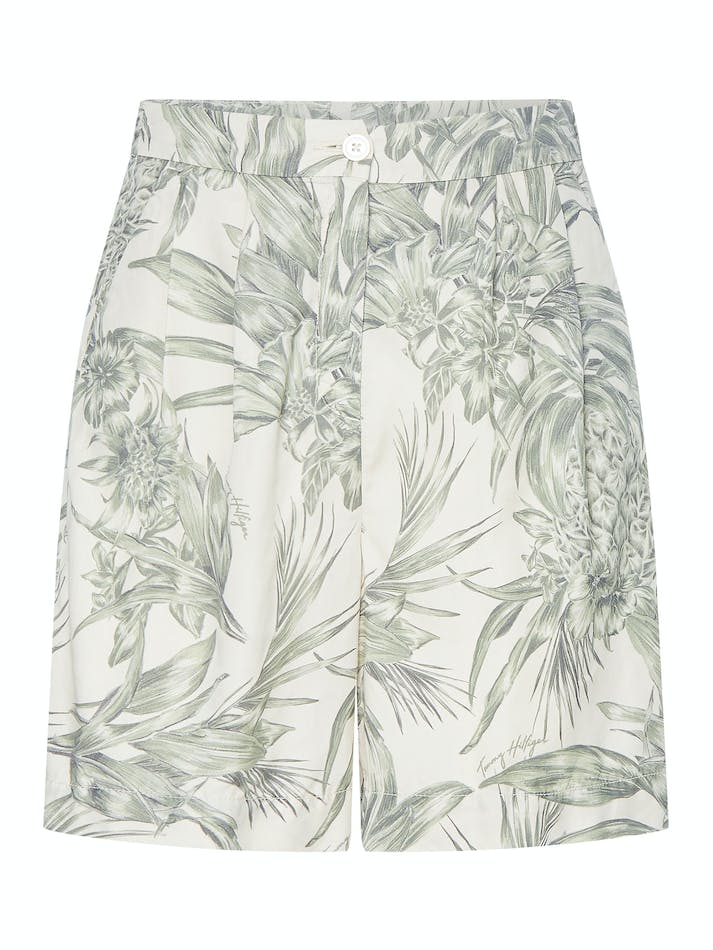 Tommy Hilfiger Palm Print Pleated Women's Shorts Pineapple Island | 0nZFxL4cELcv