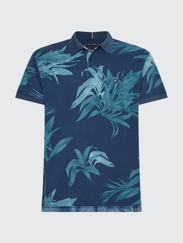 Tommy Hilfiger Palm Tree Print Men's Polo Shirts Blue / Multicolor | zEk9Gi61ZnmA