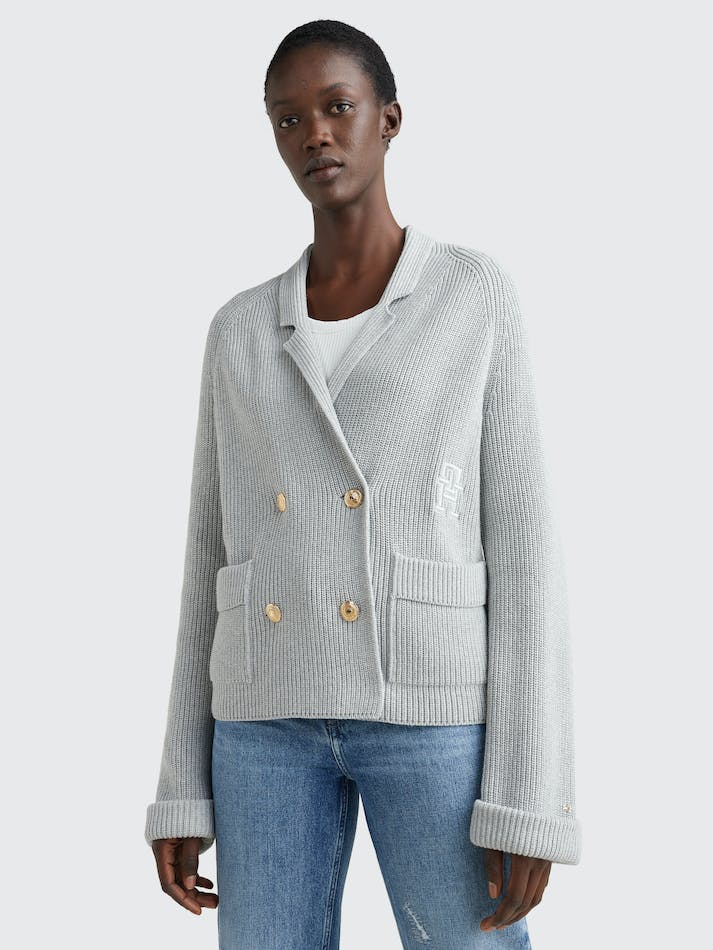 Tommy Hilfiger Peacoat Knitted Women's Cardigan Light Grey | PbVOltRJfjKF