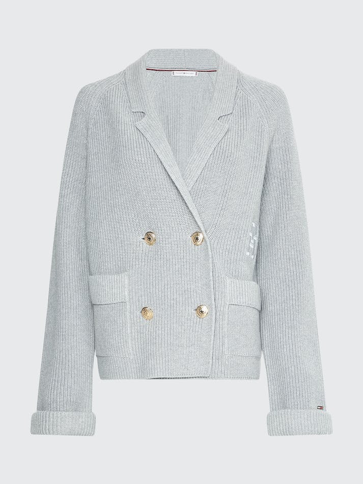 Tommy Hilfiger Peacoat Knitted Women's Cardigan Light Grey | PbVOltRJfjKF