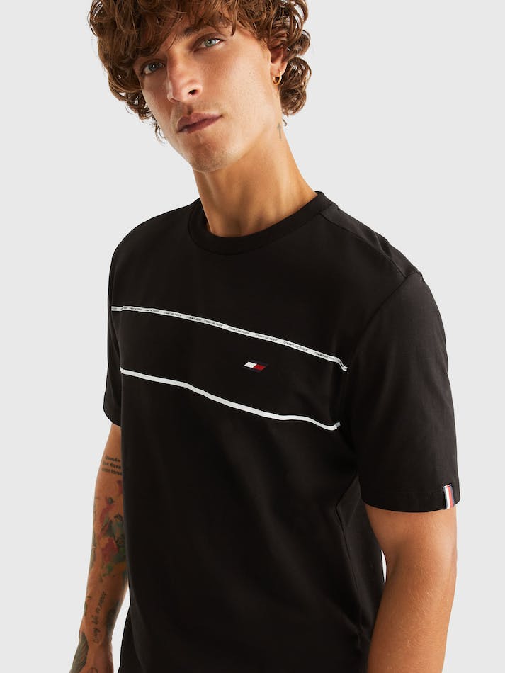 Tommy Hilfiger Piping Graphic Men's T Shirts Black | JMd108iZKNgf