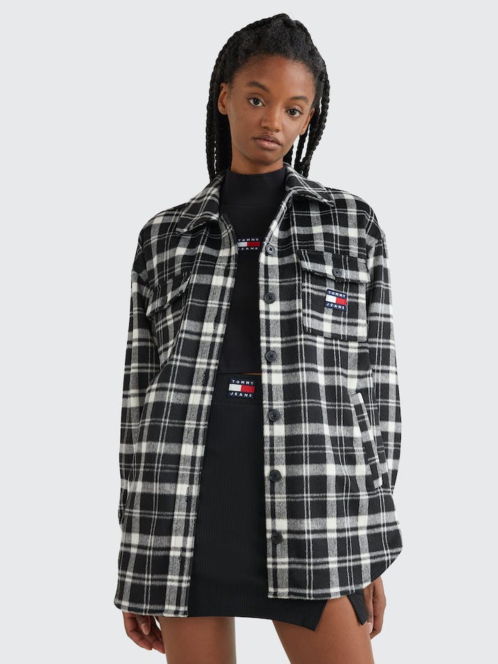 Tommy Jeans Plaid Check Women's Shirts Black | I7JzM8XXWUnI