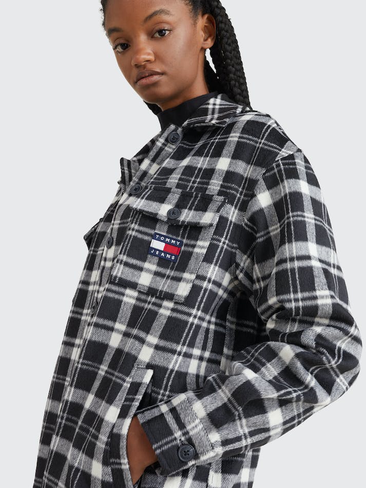 Tommy Jeans Plaid Check Women's Shirts Black | I7JzM8XXWUnI