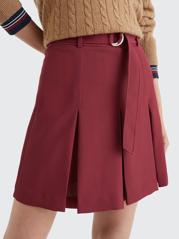 Tommy Hilfiger Pleated Flare Mini Women's Skirts Dark Red | mlEo12qAdGAR