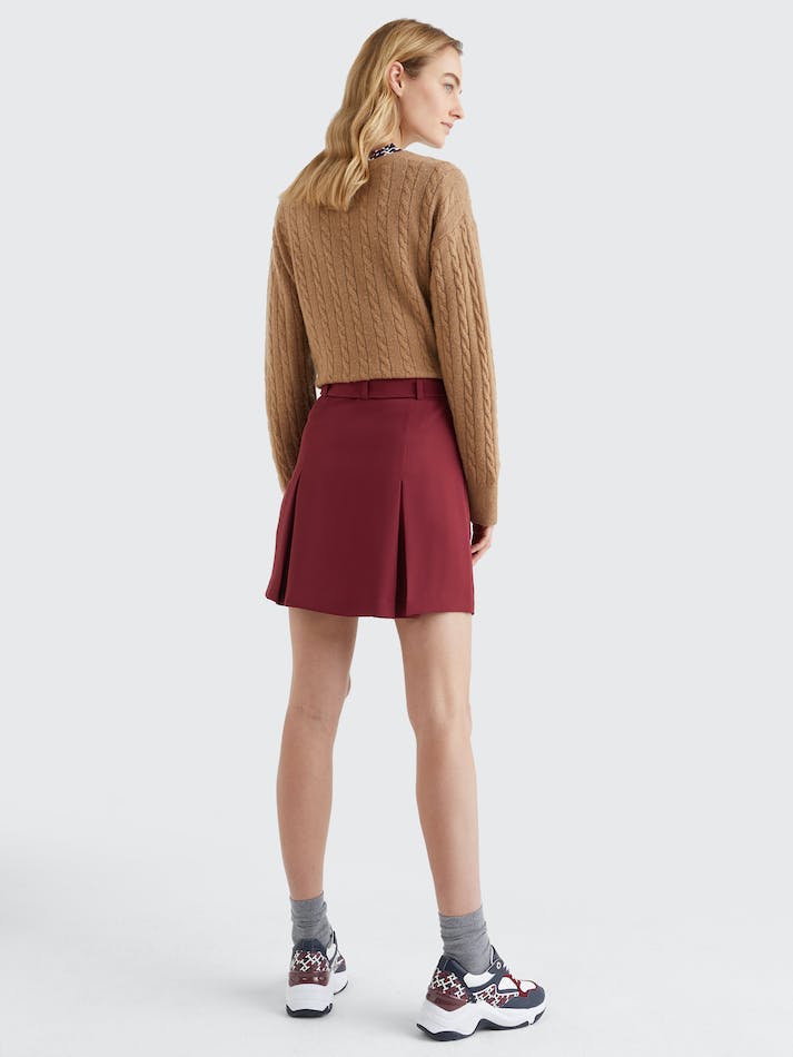 Tommy Hilfiger Pleated Flare Mini Women's Skirts Dark Red | mlEo12qAdGAR