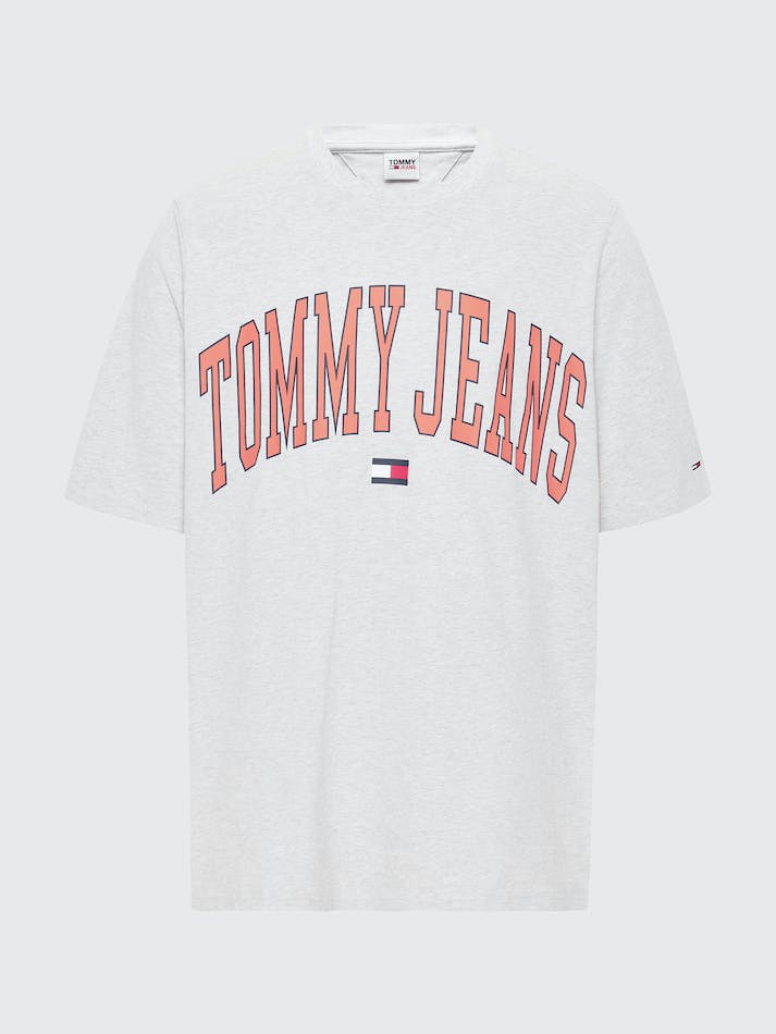 Tommy Jeans Plus College Logo Classic Fit Men's T Shirts Silver Grey | mi9HNSsabMey