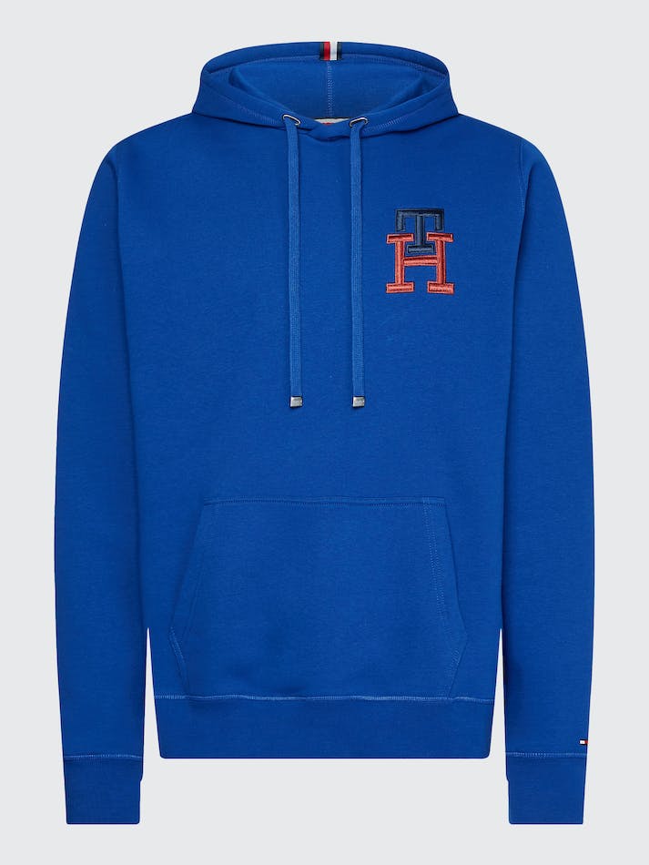 Tommy Hilfiger Plus Essential Monogram Embroidery Men's Hoodie Blue | lWgfuJpNxPaz