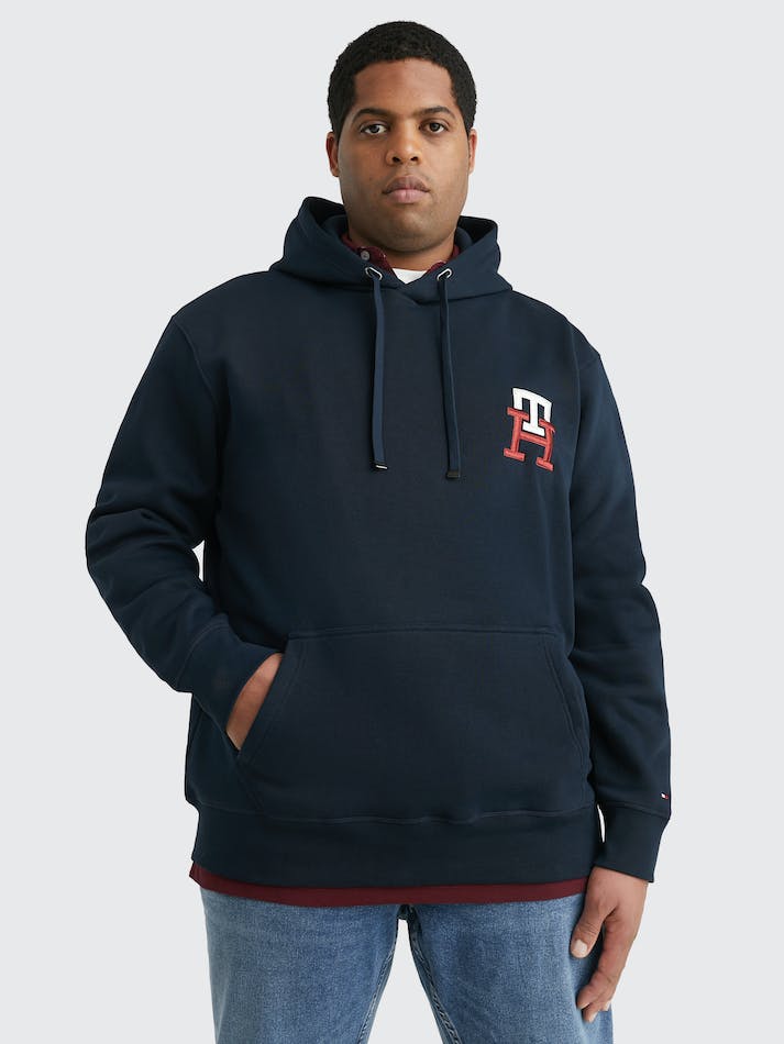 Tommy Hilfiger Plus Essential Monogram Men's Hoodie Blue | 3RjVE3b6e5sl