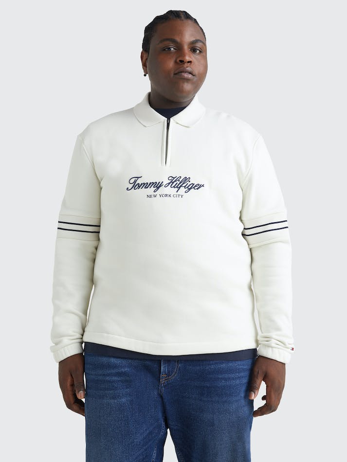 Tommy Hilfiger Plus Half-Zip Popover Men's Sweatshirt White | A9wGGMtX2Bf7