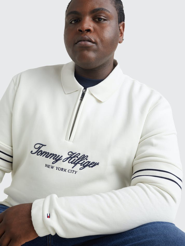 Tommy Hilfiger Plus Half-Zip Popover Men's Sweatshirt White | A9wGGMtX2Bf7