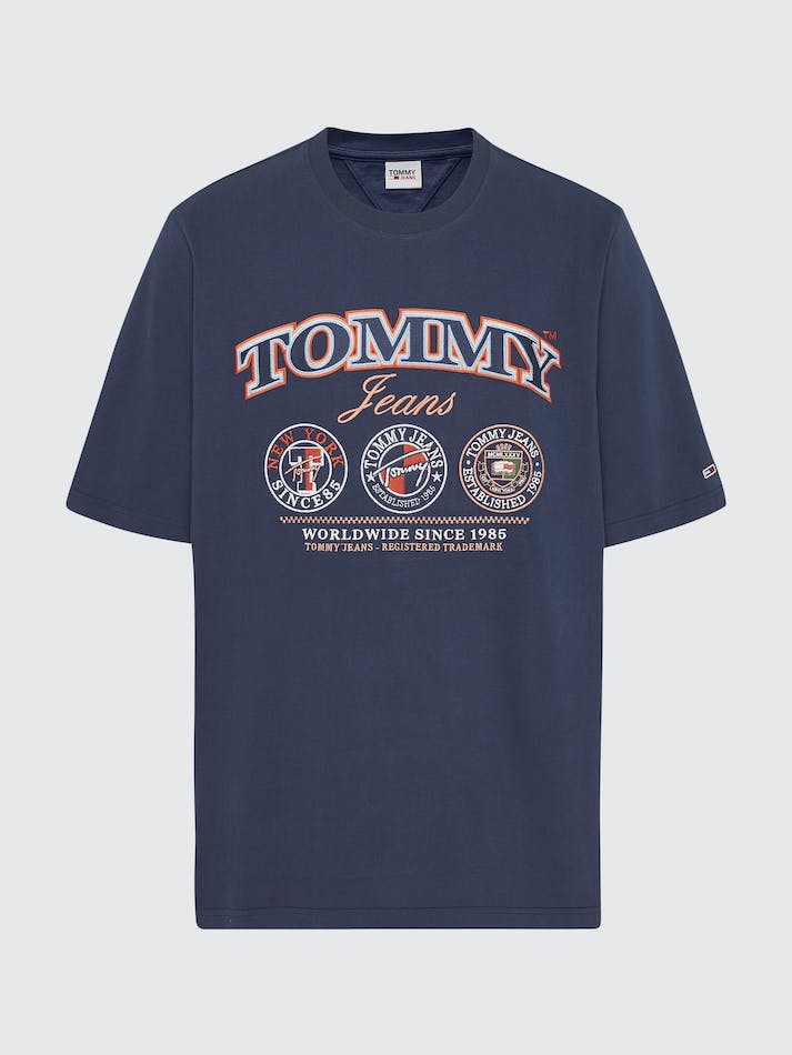 Tommy Jeans Plus Heritage Print Classic Fit Men's T Shirts Navy | qMiJP6M7rhfZ