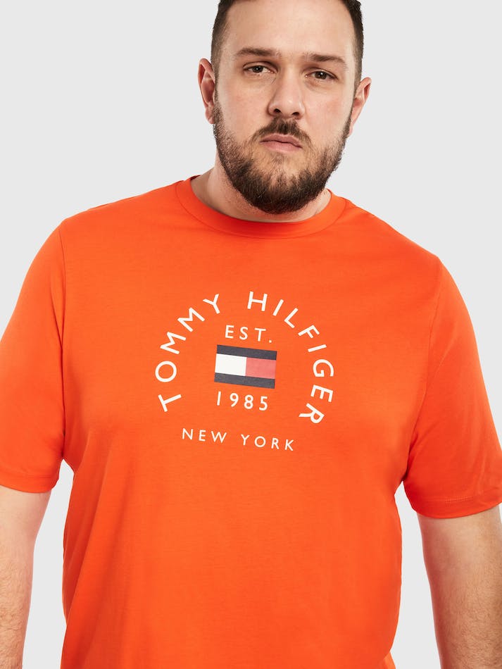 Tommy Hilfiger Plus Hilfiger Flag Slim Men's T Shirts Orange | mmIDLf3Hckva