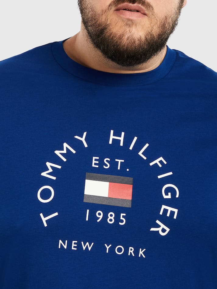 Tommy Hilfiger Plus Hilfiger Flag Slim Men's T Shirts Blue | mzJikGmEI1Xw