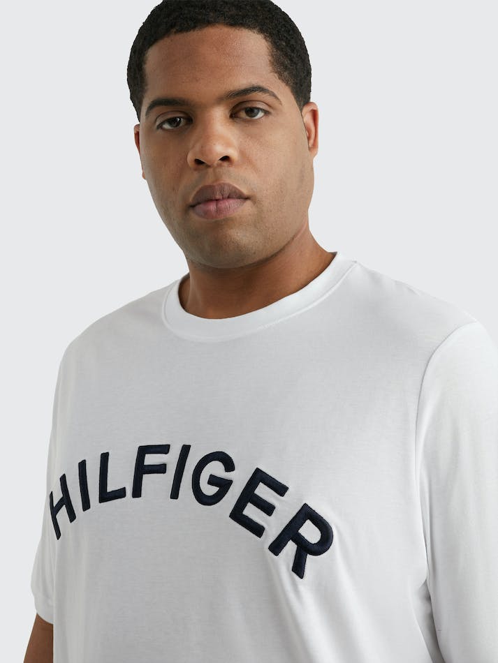 Tommy Hilfiger Plus Logo Embroidery Men's T Shirts White | nNd6rMUeQ5wc