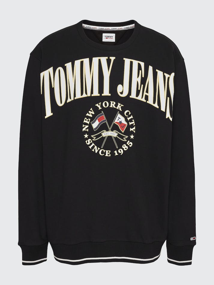 Tommy Jeans Plus Logo Skater Men's Sweatshirt Black | OD78GSBWhPuu