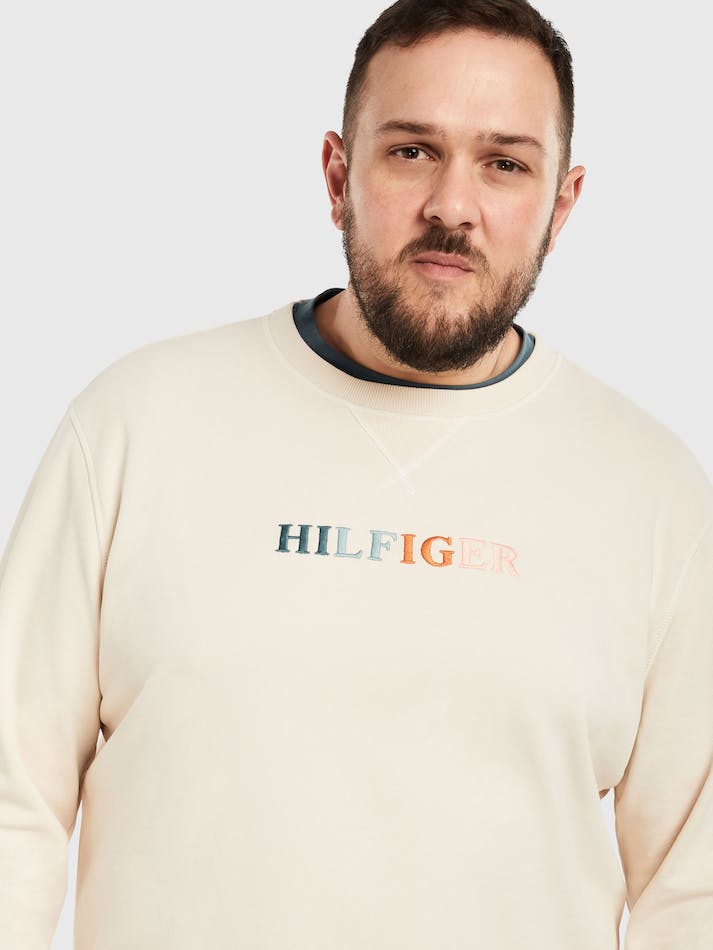 Tommy Hilfiger Plus Multicolour Logo Men's Sweatshirts White | 5XEiK0EgdI2S