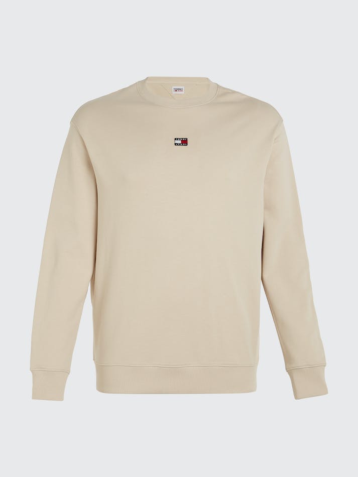 Tommy Jeans Plus Relaxed Fit Badge Men's Sweatshirt Beige | eyIqefMHk1F2