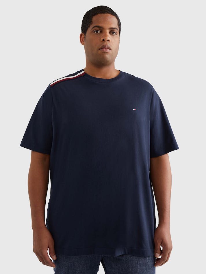 Tommy Hilfiger Plus Signature Tape Men's T Shirts Blue | pTWC5rYEguHR