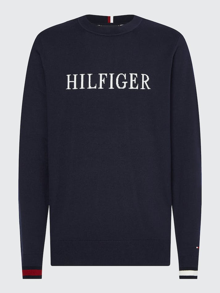 Tommy Hilfiger Plus Stripe Cuff Logo Men's Jumpers Blue | O8LSLoeNxIFo