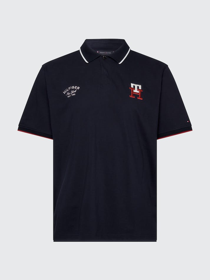 Tommy Hilfiger Plus TH Monogram Archive Fit Men\'s Polo Shirts Blue | lOUAuztuMYEG