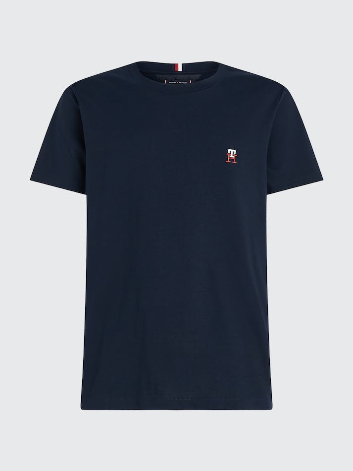 Tommy Hilfiger Plus TH Monogram Embroidery Men's T Shirts Blue | 9UPyf7XEvH8v