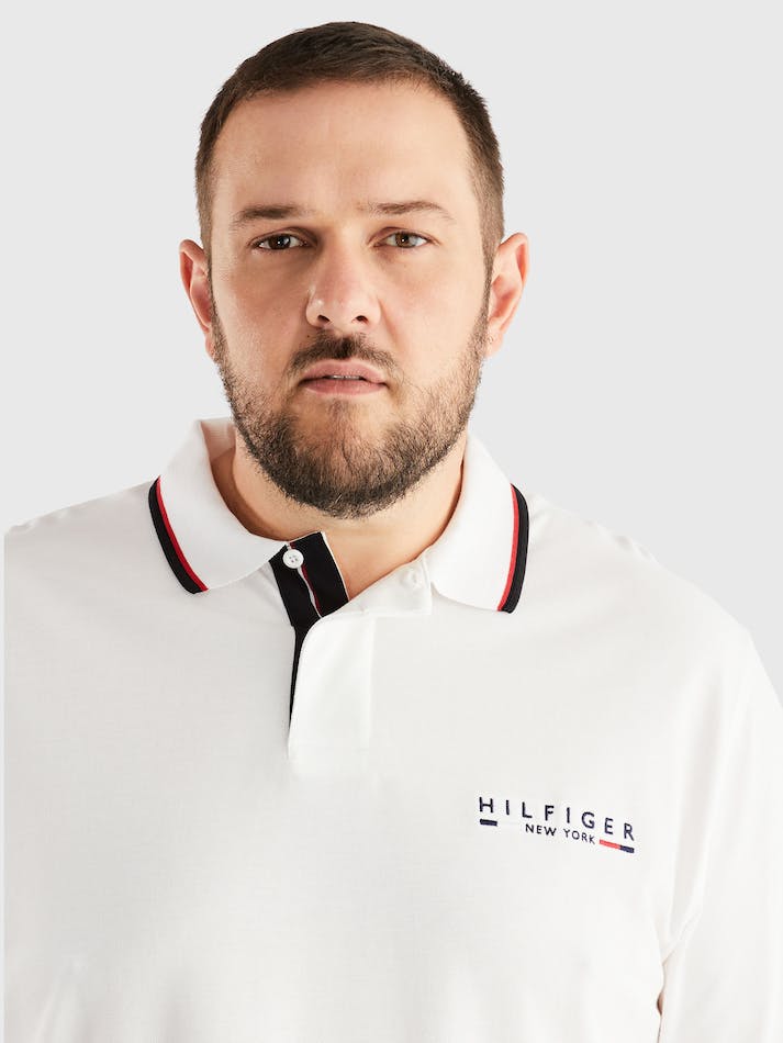 Tommy Hilfiger Plus Tipped Collar Regular Fit Men's Polo Shirts White | SGQCGJiDPpeP