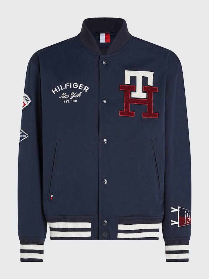 Tommy Hilfiger Plus Varsity Monogram Men's Jackets Blue | EKTDgArT68HP