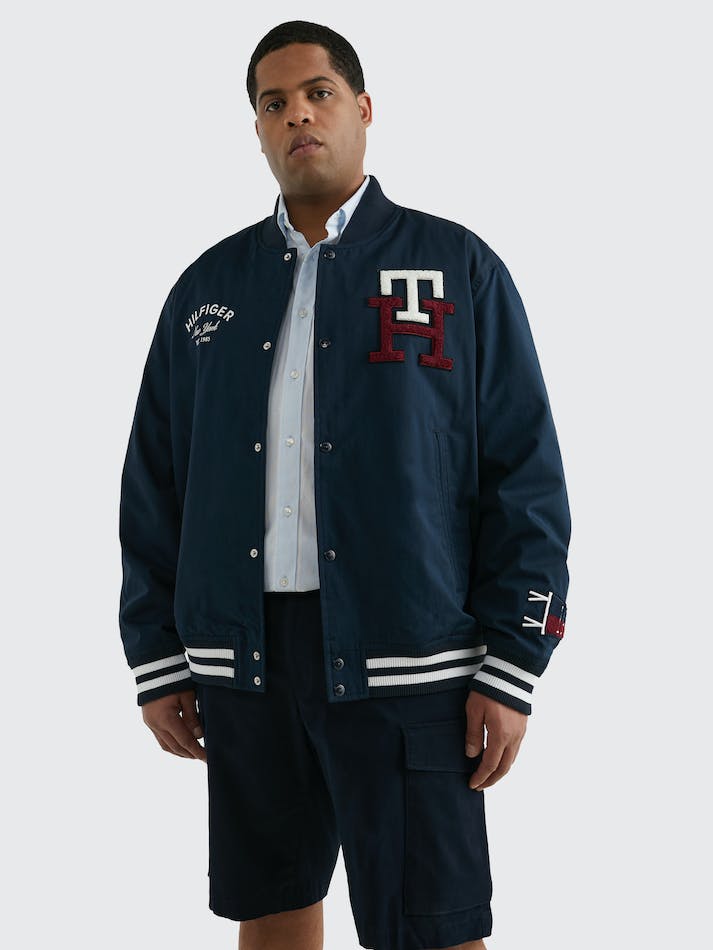 Tommy Hilfiger Plus Varsity Monogram Men\'s Jackets Blue | EKTDgArT68HP