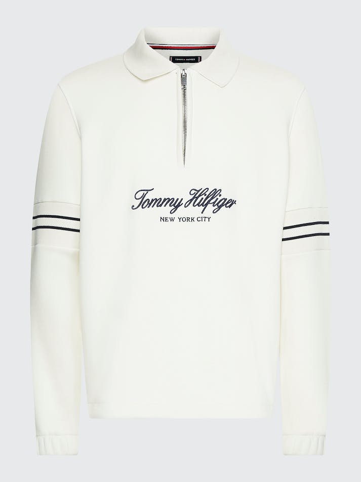 Tommy Hilfiger Popover Half-Zip Flex Fleece Men's Sweatshirt White | 4iC5cKkUhULR