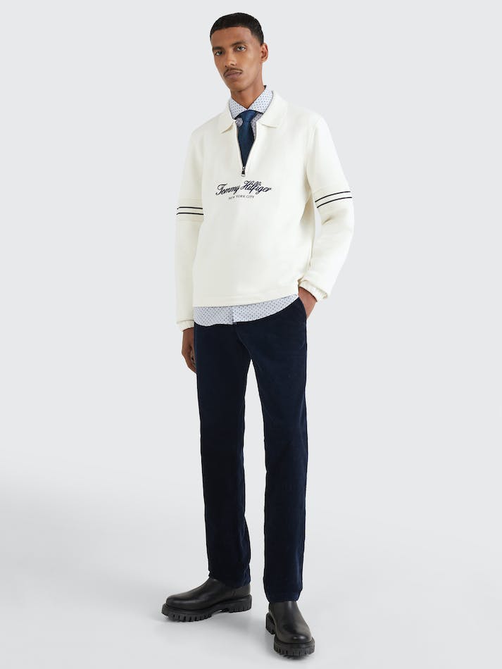 Tommy Hilfiger Popover Half-Zip Flex Fleece Men\'s Sweatshirt White | 4iC5cKkUhULR