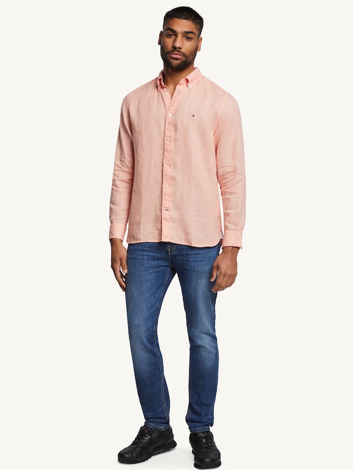 Tommy Hilfiger Premium Linen Men's Shirts Coral | EfLT156vqyEt