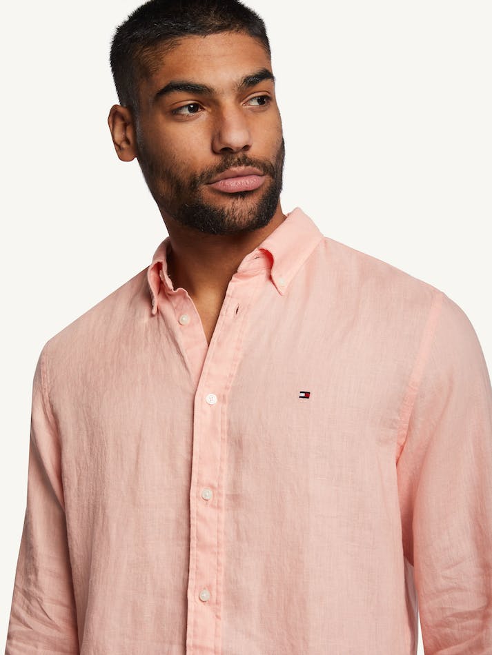 Tommy Hilfiger Premium Linen Men's Shirts Coral | EfLT156vqyEt